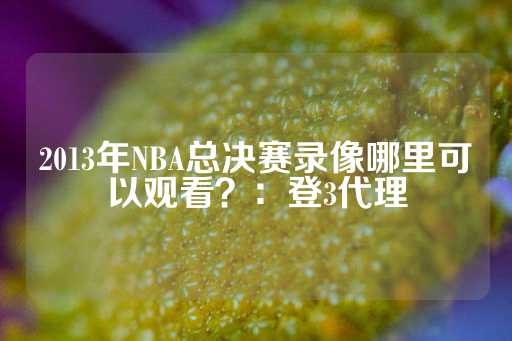 2013年NBA总决赛录像哪里可以观看？：登3代理-第1张图片-皇冠信用盘出租